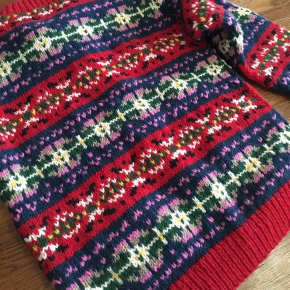 SOLD NWT Hand knitted wool chunky cardigan Nepal M - Picture 7 of 7